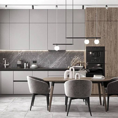 Кухня светло-серого цвета